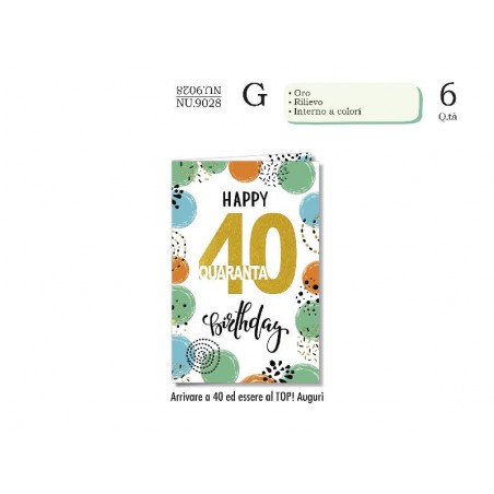 AUGURICARD COMPLEANNO 40 ANNI PALLONCINI [NU9028-00.jpg]