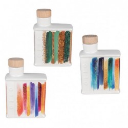 OLIERA BIANCA CON RIGHE COLORATE 130ml h11,5cm 3 SOGGETTI [0170307-00.jpg]