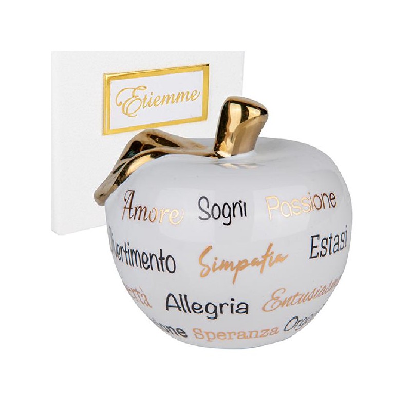 MELA BIANCA CON FRASI d20h20cm COMPLETA DI SCATOLA REGALO [0170316-00.jpg]