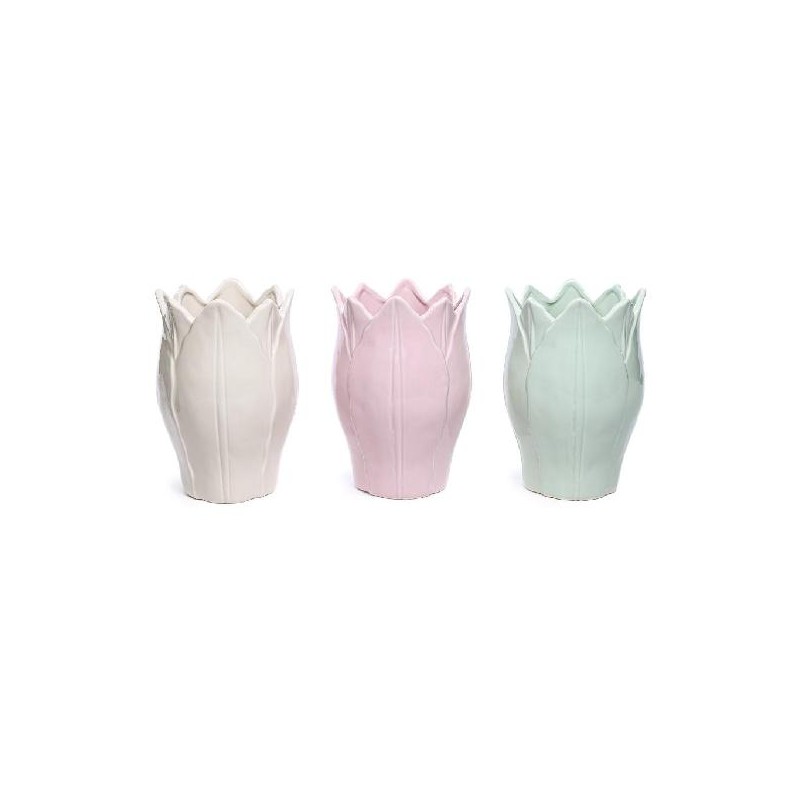 VASO TULIPANO IN CERAMICA d14h21cm COLORI PASTELLO [9020041-00.jpg]