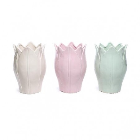 VASO TULIPANO IN CERAMICA d14h21cm COLORI PASTELLO [9020041-00.jpg]