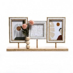 CORNICE PORTAFOTO MULTIPLA DA APPOGGIO 2 FOTO cm10x15 1 FOTO cm 10x10 CON PIANTINA MDF cm42x7x23 [0125004-00.jpg]