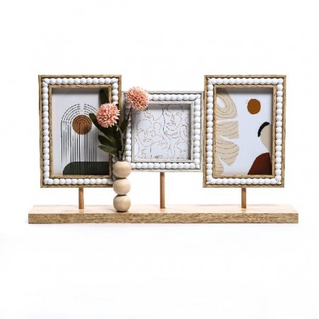 CORNICE PORTAFOTO MULTIPLA DA APPOGGIO 2 FOTO cm10x15 1 FOTO cm 10x10 CON PIANTINA MDF cm42x7x23 [0125004-00.jpg]