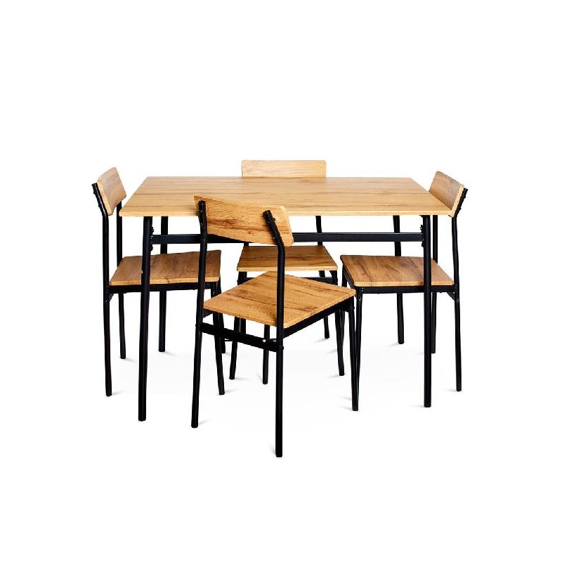 TAVOLO CON 4 SEDIE LEGNO E METALLO TAVOLO cm110x70h75 SEIA cm45x44h81 [0050001-00.jpg]