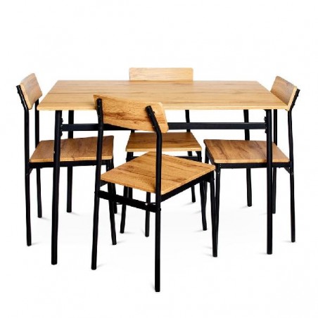 TAVOLO CON 4 SEDIE LEGNO E METALLO TAVOLO cm110x70h75 SEIA cm45x44h81 [0050001-00.jpg]