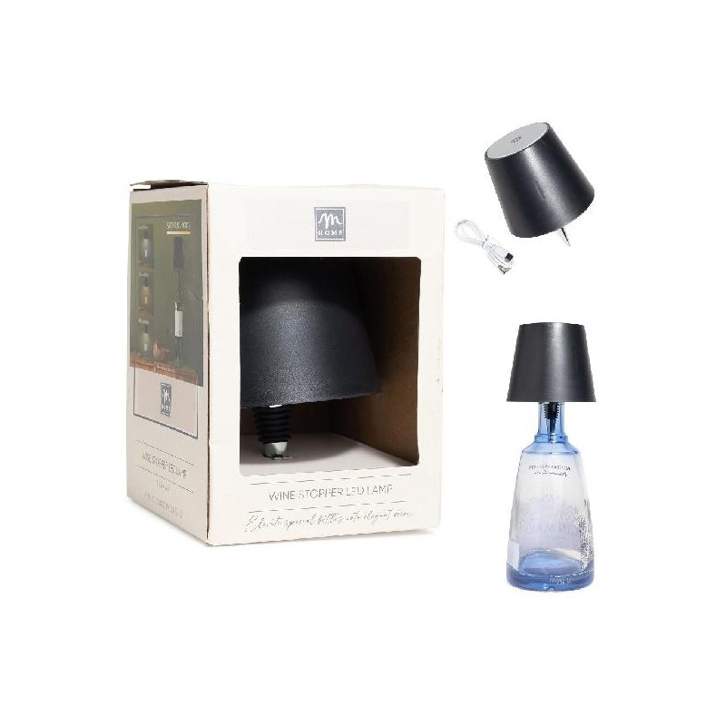 ---LAMPADA PER BOTTIGLIA SENZA FILI NERA LED RICARICABILE BATTERIA LITIO 800mah [0050002-00.jpg]