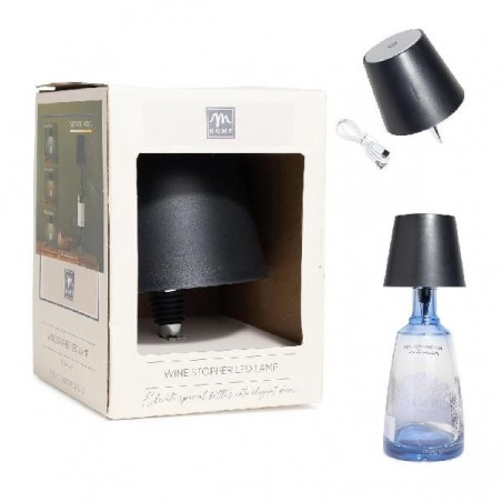 ---LAMPADA PER BOTTIGLIA SENZA FILI NERA LED RICARICABILE BATTERIA LITIO 800mah [0050002-00.jpg]