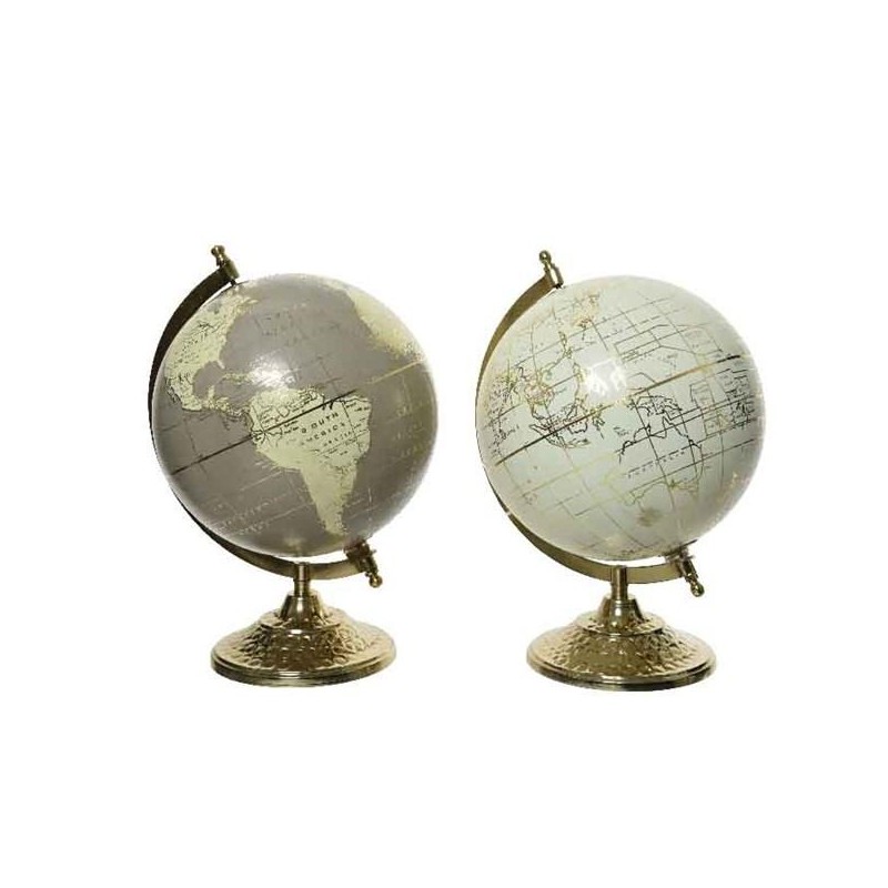 ---MAPPAMONDO BIANCO - GRIGIO d20 h30cm CON BASE METALLO [9015486-00.jpg]