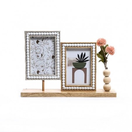 CORNICE PORTAFOTO MULTIPLA DA APPOGGIO 2 FOTO cm10x15 CON PIANTINA MDF cm34x7h23 [0125009-00.jpg]