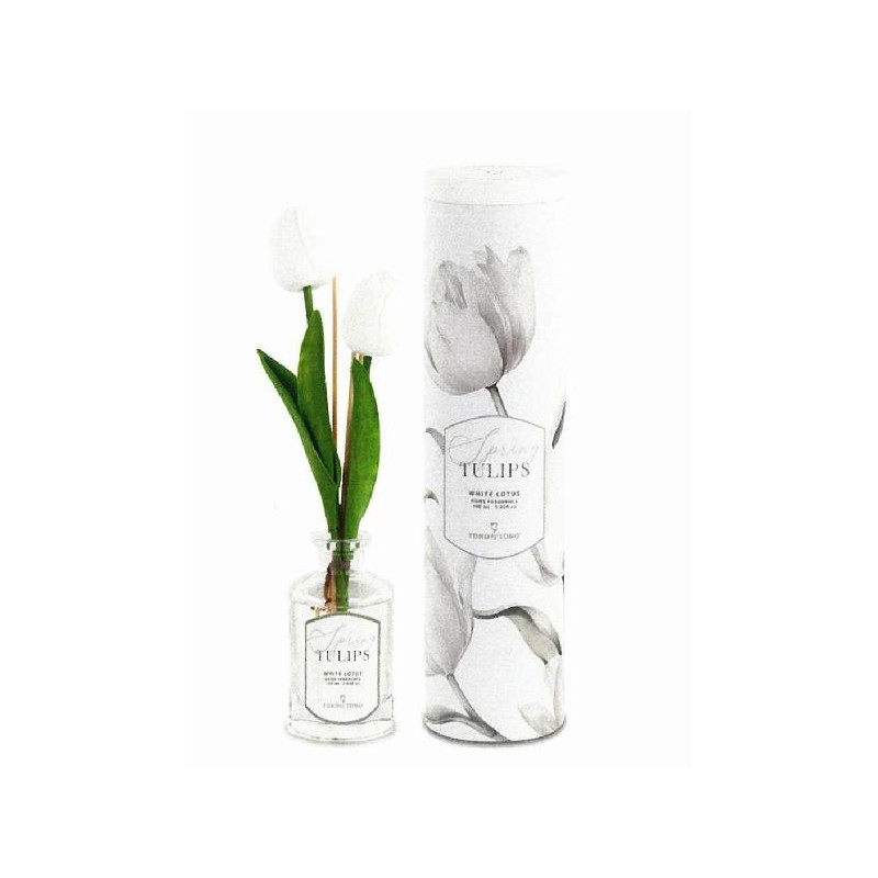 DIFFUSORE TULIPANI BIANCHI 100ml h12cm CON SCATOLA [TONO200369-00.jpg]