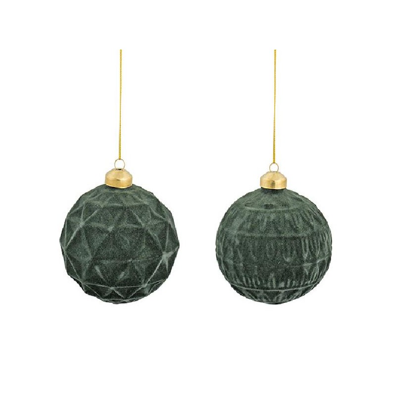 ---SET 2 SFERE VELLUTO d100mm VERDE [TONO26119-00.jpg]