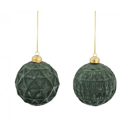---SET 2 SFERE VELLUTO d100mm VERDE [TONO26119-00.jpg]