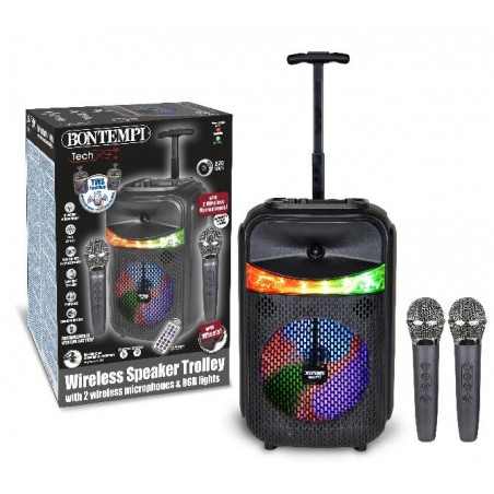 CASSA TROLLEY WIRELESS +2 MICROFONI TWS 220 WATT,EFFETTO LUCI,RADIO,USB-MICRO SD [5506020-00.jpg]