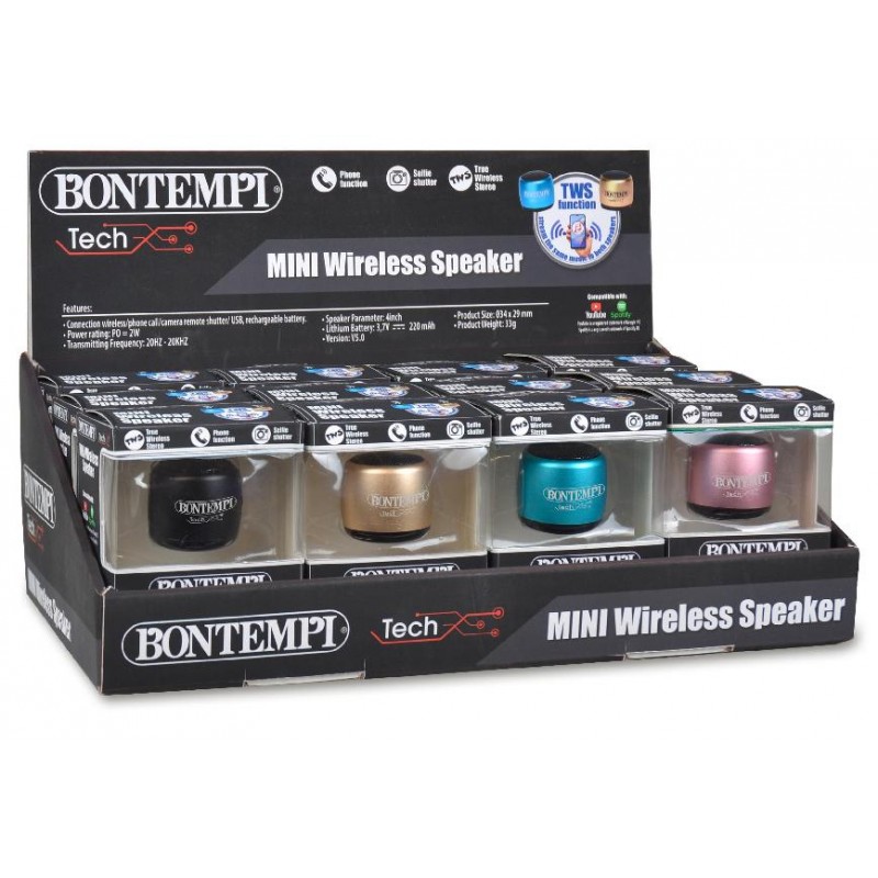 MINI SPEAKERS WIRELESS METAL BONTEMPI 10WATT, FUNZIONI SMARTPHONE, 4 Colori [5506014-00.jpg]