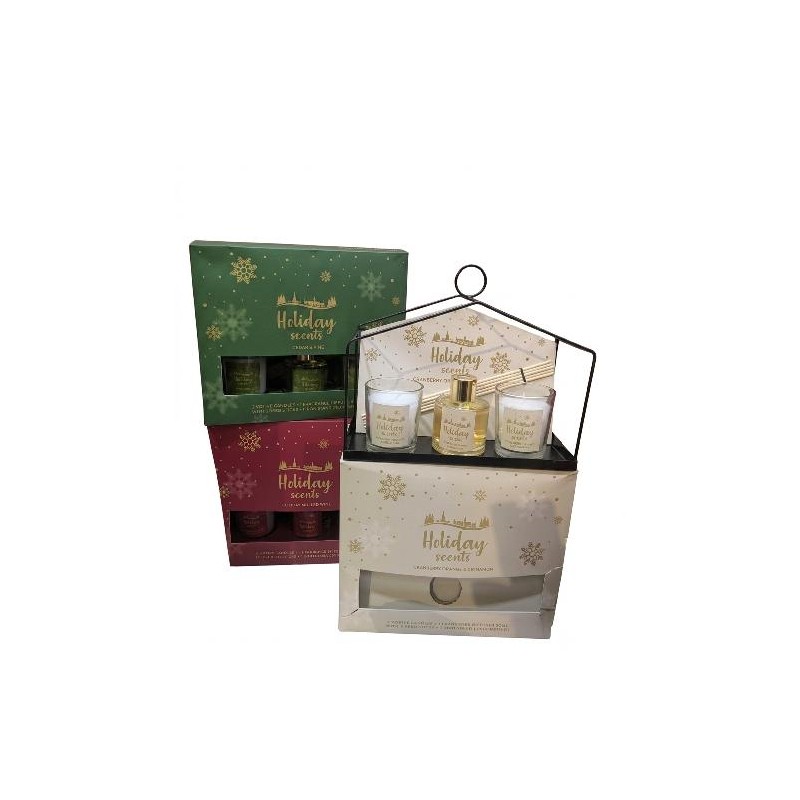 SET 2 CANDELE PROFUMATE DA50g CADAUNA E DUFFUSORE NATALE 50ml IN SCATOLA REGALO [9010501-00.jpg]
