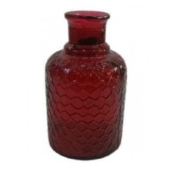 VASO ROSSO IN VETRO MARTELLATO d12h20cm [9011110-00.jpg]