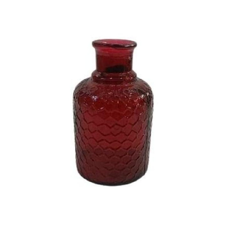 VASO ROSSO IN VETRO MARTELLATO d12h20cm [9011110-00.jpg]