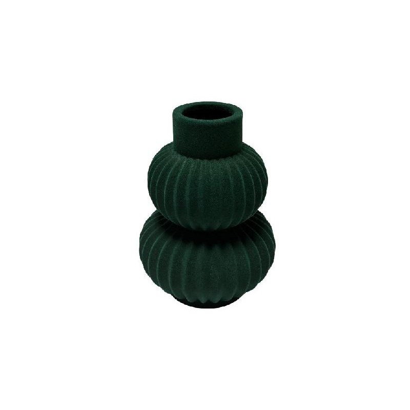 VASO IN CERAMICA FLOCCATO VERDE d19h26cm [9011707-00.jpg]