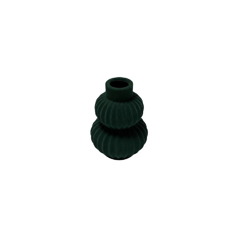 VASO IN CERAMICA FLOCCATO VERDE d15h20cm [9011708-00.jpg]