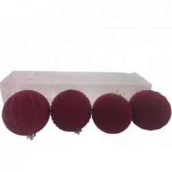 4 SFERE FLOCCATE ROSSO BORDEAUX d12cm [9011723-00.jpg]