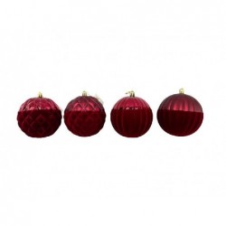 SFERA DOUBLE BORDEAUX d10cm IN PLASTICA META' LUCIDA E META' FLOCCATA [9011725-00.jpg]