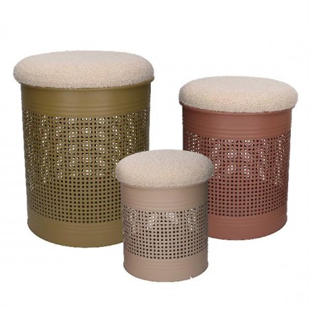 SET 3 PUFF CONTENITORE TONDI IN METALLO d25,5h31cm - d30,5h37,5cm - d34h47cm [9010043-00.jpg]