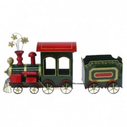 TRENINO METALLO cm84x22h43 CON VAGONE COLORE ROSSO E VERDE [9010137-00.jpg]