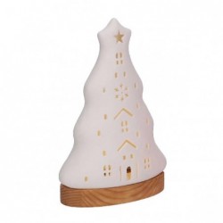 ALBERO CERAMICA BIANCA CON LED h18cm CON BASE IN LEGNO [9010128-00.jpg]