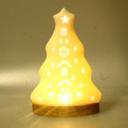 ALBERO CERAMICA BIANCA CON LED h18cm CON BASE IN LEGNO [9010128-10.jpg]