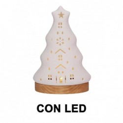 ALBERO CERAMICA BIANCA CON LED h18cm CON BASE IN LEGNO [9010128-20.jpg]