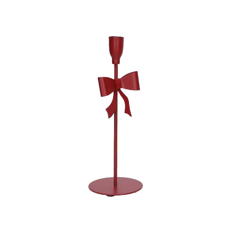 PORTACANDELA METALLO FIOCCO ROSSO d9h26 [9015250-00.jpg]
