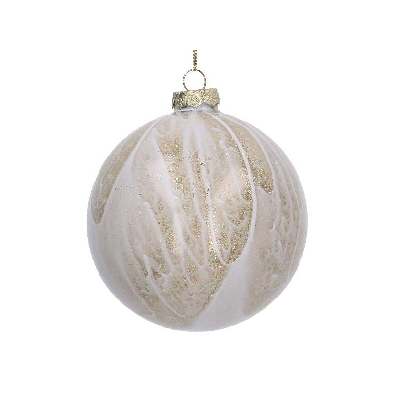 SFERA IN VETRO BIANCA E ORO d10cm [9010086-00.jpg]