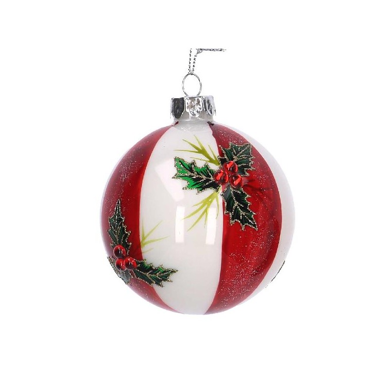SFERA IN VETRO BIANCA E ROSSA d8cm PUNGITOPO [9010088-00.jpg]