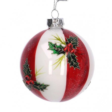 SFERA IN VETRO BIANCA E ROSSA d8cm PUNGITOPO [9010088-00.jpg]