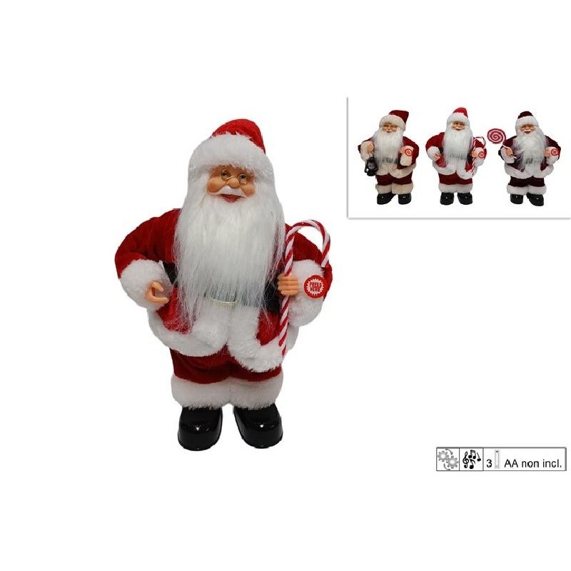 BABBO NATALE ROSSO MUSICA E MOVIMENTO h30cm 3 Soggetti [9010192-00.jpg]