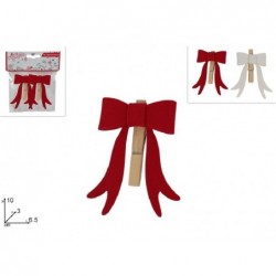 MOLLETTE IN LEGNO FIOCCO IN FELTRO 10cm BIANCO E ROSSO [9010209-00.jpg]