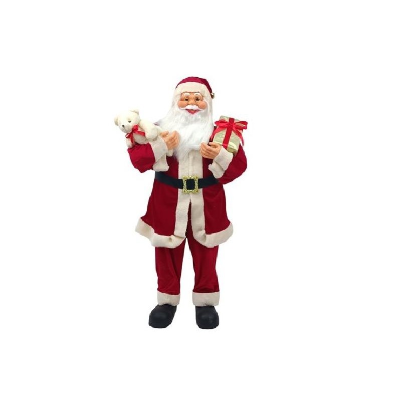 BABBO NATALE ROSSO CON ORSETTO h90cm [9010194-00.jpg]
