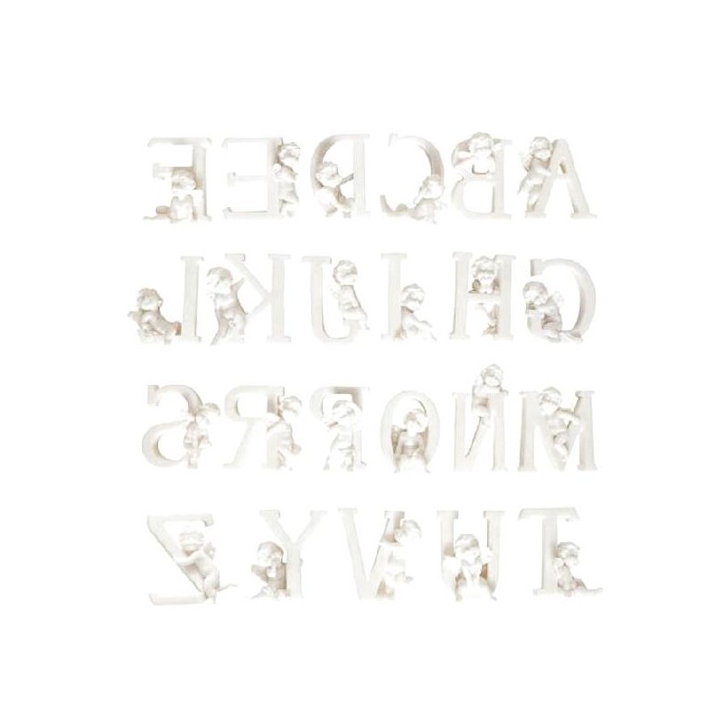 LETTERA GESSO BIANCO 10cm CON ANGELO [0141232-00.jpg]