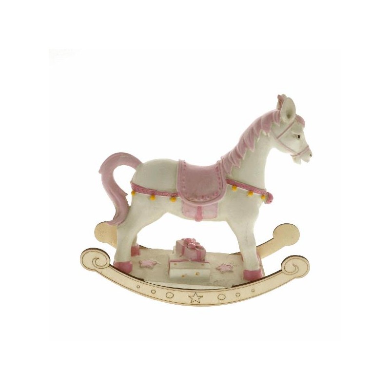 CAVALLO DONDOLO CERAMICA ROSA 22cm [0141519-00.jpg]
