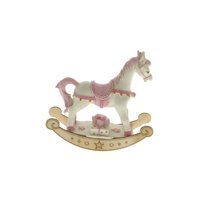 CAVALLO DONDOLO CERAMICA ROSA 12cm [0141521-00.jpg]