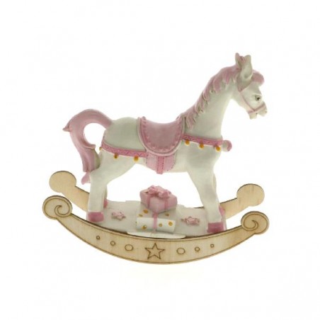 CAVALLO DONDOLO CERAMICA ROSA 12cm [0141521-00.jpg]
