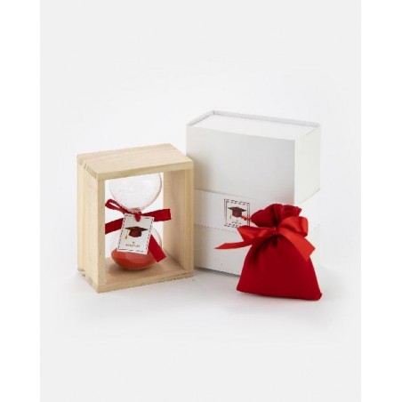 ---CLESSIDRA GRANDE ROSSA CORN.LEGNO 11x COMPRESO DI SACCHETTO x CONFETTI [0147037-00.jpg]