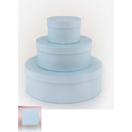 ---SET 3 SCATOLE TONDE +24 SCATOLINE CEL diametro 15-25-35 cm scatoline 6x3cm [0142452-00.jpg]