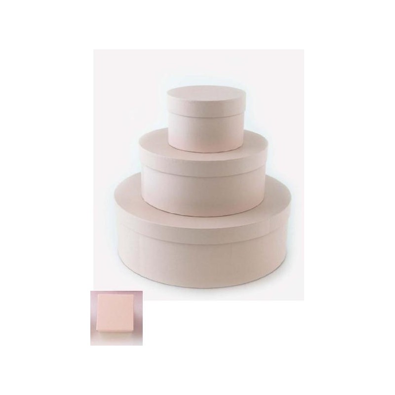 ---SET 3 SCATOLE TONDE +24 SCATOLINE ROS diametro 15-25-35 cm scatoline 6x3cm [0142453-00.jpg]