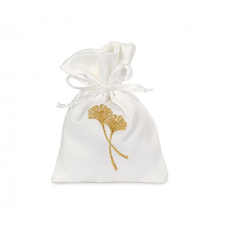 SACCHETTO RASO BIANCO C/GINGKOoro 10x14 [TONO29159-00.jpg]