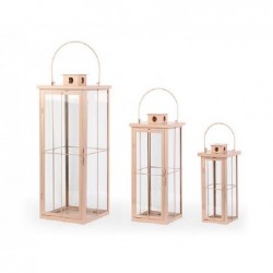 ---SET 3 LANTERNE METALLO ROSA 150x150x380 - 265x265x700 [TONO29126-00.jpg]