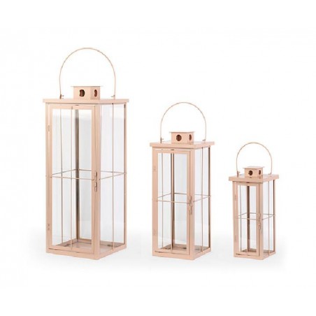 ---SET 3 LANTERNE METALLO ROSA 150x150x380 - 265x265x700 [TONO29126-00.jpg]