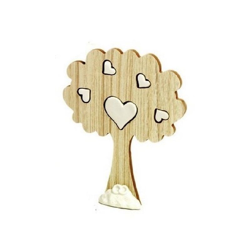 ALBERO LEGNO/CUORi PORC. BIANCO 15cm [0145029-00.jpg]