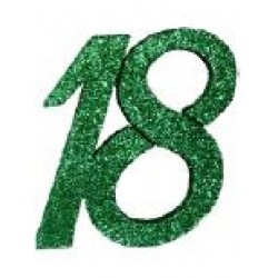 NUMERO 18 ESPANSO GLITTER VERDE 14cm [0160283-00.jpg]