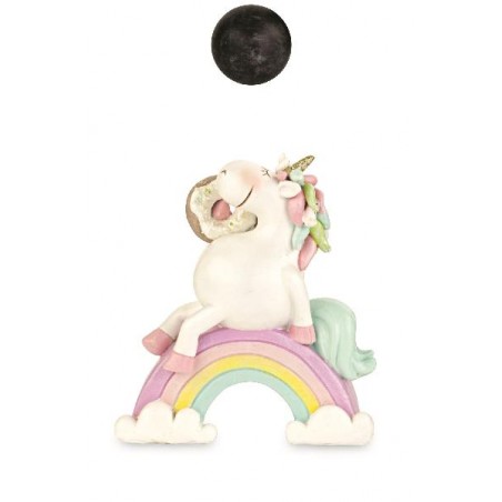 UNICORCO BIANCO SU ARCOBALENO 12x14cm CON SHOPPER REGALO [TONO27587-00.jpg]